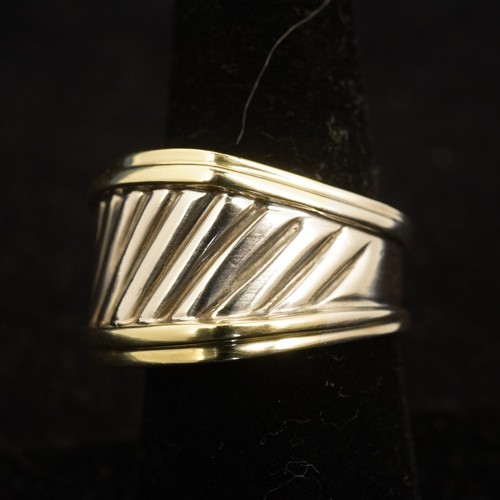 David Yurman Two-Tone 14k and Sterling Cigar Band Cable Ring - Free Shipping USA - Picture 12 of 18
