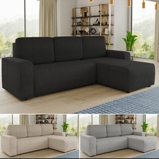 Ecksofa Roma L mit Schlaffunktion und Bettkasten - Cord Stoff - L-Form Couch