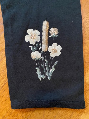 Pantalones de Sudadera Jerzees Personalizados Años 90 Flor Pintados a Mano Cordón - Imagen 2 de 8