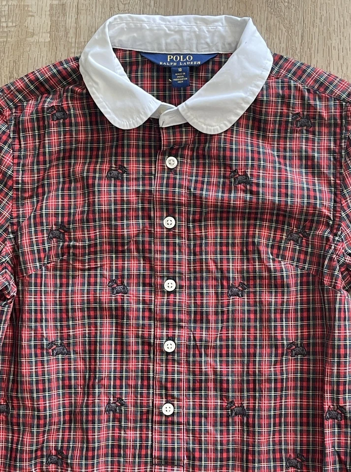 Vestido Polo Ralph Lauren Rojo Popelina a Cuadros Cintura Caída Bordado Scotty Dogs 10 Foto 2 de 4