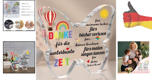 Abschiedsgeschenk Erzieherin, schmetterlingsförmig Dekoschild Danke Lehrerin,... - Bild 2 von 10