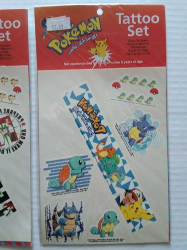 POKEMON GOTTA CATCH THEM ALL TATTOO SET 2 DIFFERENT PACKAGES NEW SEALED 1999 - Picture 2 of 5