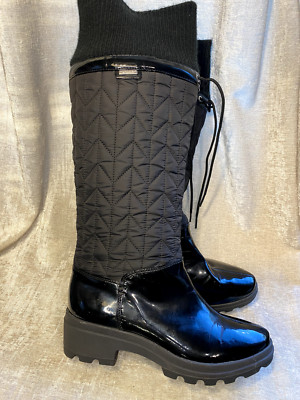 NEW $220 ROCKPORT HYDROSHIELD Waterproof Snow Boots Size 6.5 Black Quilt Zip