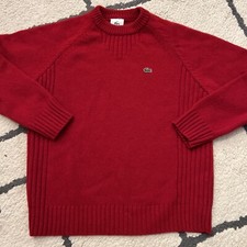 Vintage Lacoste 100 Wool Sweater Red Crewneck Size 4