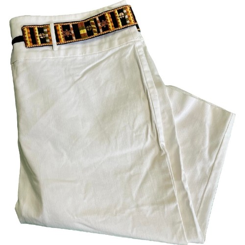 NWT $79 DKNYC SHORT Pant Women's 8 White w Woven Belt Cotton / Spandex - Picture 6 of 13