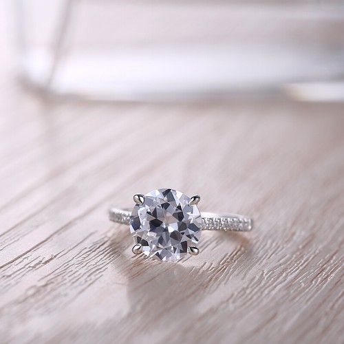 Sterling Silver 1.47ct Natural Cubic Zirconia Round 8mm Engagement Wedding Ring - Picture 7 of 7