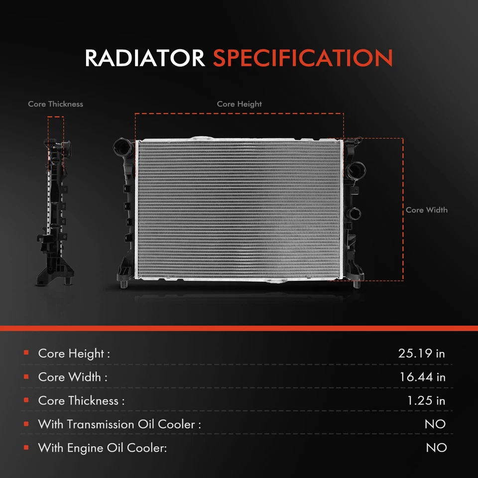 Radiator w/o Oil Cooler for Mercedes-Benz C63 AMG 2008-2015 E63 AMG 5.5L 6.3L - Image 2 of 4