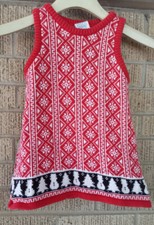 Knitted Baby Supply 6 - 12 mos dress Winter Snowman Snowflake Christmas Tree