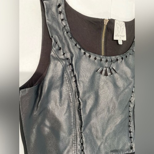 Ella Moss Girls Faux Leather Peplum Black Dress Sz 12 - Picture 2 of 8