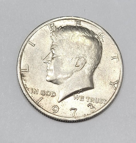 1973 Kennedy Half Dollar Off-Center, Doppelstanz Vorderseite und Rückseite.