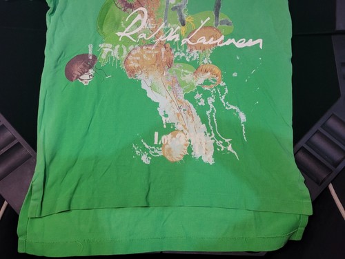 Polo Ralph Lauren Jellyfish Print Polo T Shirt Green Size Medium Collared Tee - Picture 2 of 11