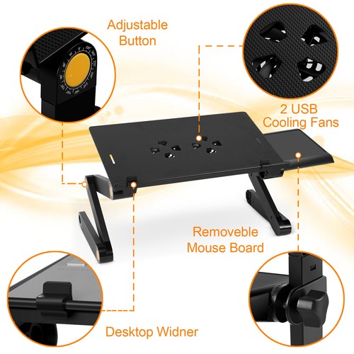 360° Foldable Adjustable Laptop Stand Table Sofa Bed Tray Notebook Desk - Afbeelding 8 van 12