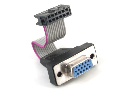 Vga Extension Cable Hd-15 to 12-Pin Idc Internal Ribbon Cable Flat Cable