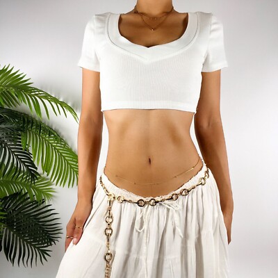 Vintage Y2K Bohemian Beachy Chunky Gold Hoop Belt Belly