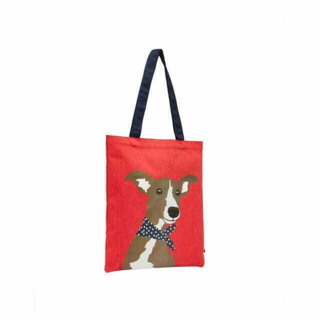 Joules Lulu SHOPPER Canvas Tote Bag Red Whippet Women's Dog for