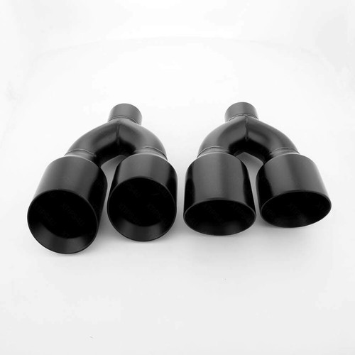 Puntas de tubo de escape de acero inoxidable cuádruples de 4" de 2,5" en negro escalonadas - Imagen 2 de 7