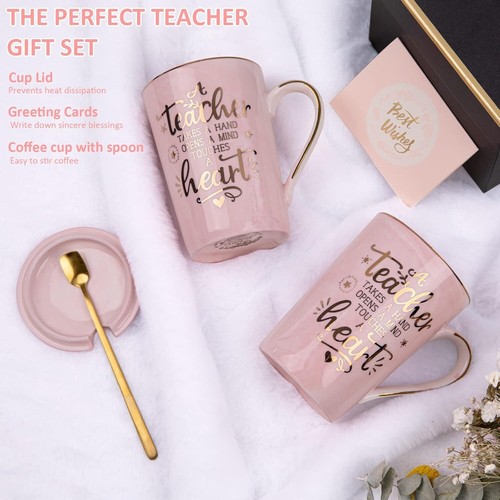 Elegant 14Oz Pink Marble Ceramic Teacher Mug - Perfect Gift for Appreciation - Picture 7 of 9