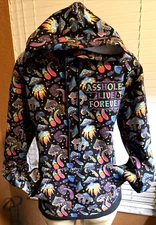 A**holes Live Forever "Let’s Take A Trip" Rainbow Mushroom Hoodie  SZ  Sm bt6