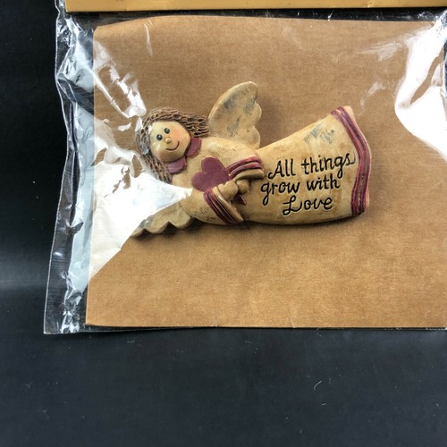 Vintage ENGEL Anstecknadel Brosche Volkskunst PRIM Country Herbst ALL THINGS GROW LOVE 1990er - Bild 3 von 4