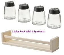 NEW Ikea Bekvam Spice Rack, Birch, 400.701.85 With Set Of 4 New Ikea Spice Jar