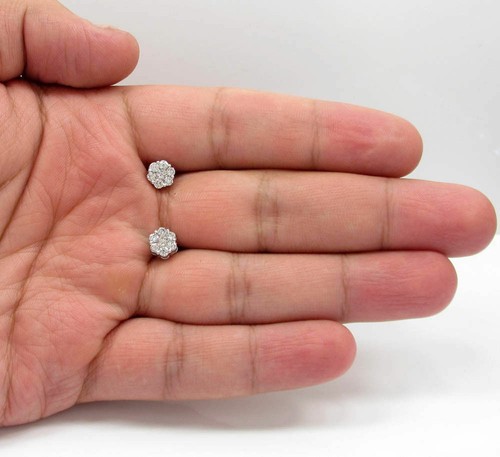 1.00ct 14K Yellow Or White Gold Round Diamond Cluster Earrings Mens Ladies - Picture 3 of 6