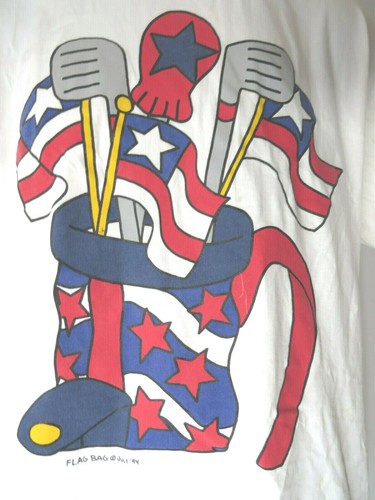 Vintage 90s ART POLO SHIRT graphic JULI FLAG BAG 1994 White sport rare vtg 1990s - Picture 2 of 8