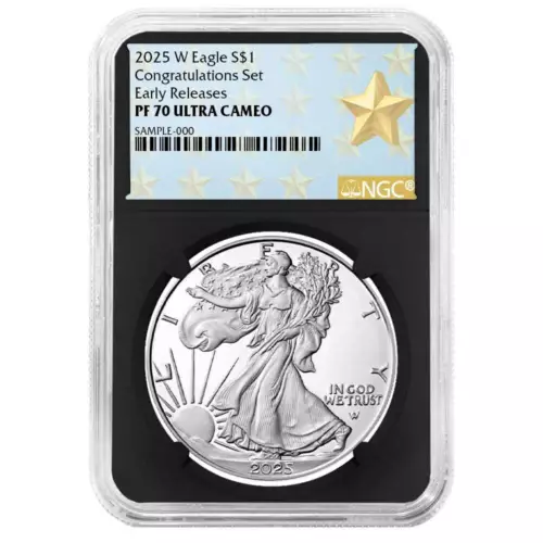2025-W Proof $1 American Silver Eagle Congratulations Set NGC PF70UC ER West ...