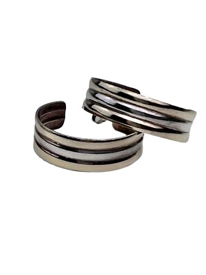 FMC Sterling Silver Hoop Pierced Earrings Vermeil Lines