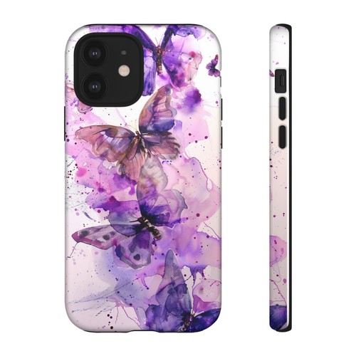 For iPhone / Galaxy / Pixel | Phone-Ink Case - Purple Butterfly Watercolor - 第 78/173 張圖片