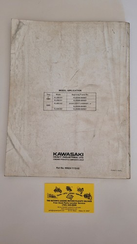 Used 1989-1990 Kawasaki KL500 KL650 Motorcycle Service Manual OEM 99924-1113-02 - Picture 2 of 4