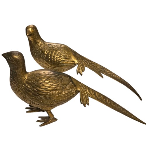Vintage Mid Century Brass Pheasant Figurines Pair Bird Sculptures Home Decor - Picture 20 of 24