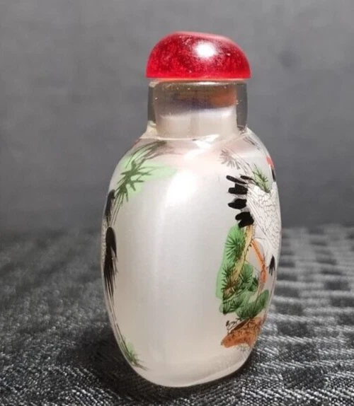 Botella de perfume de tabaco de porcelana china flores pintadas en vidrio Foto 3 de 4