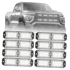 8pcs 12-LED Emergency Strobe Light Ultra Slim Grille Flashing Warning White