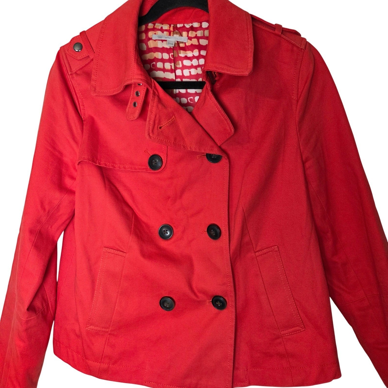 Gap Cropped Trench Jacket Double Breasted Cotton Twill Lightweight