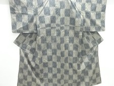 7734972: JAPANESE KIMONO / ANTIQUE KIMONO / SILK / TSUMUGI / WOVEN ASANOHA
