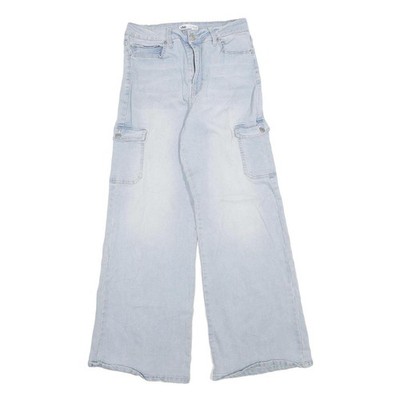 YMI Damen Locker Hell Blau Denim Cargo Jeans Baumwolle Blend W28 L29 Zip Taschen