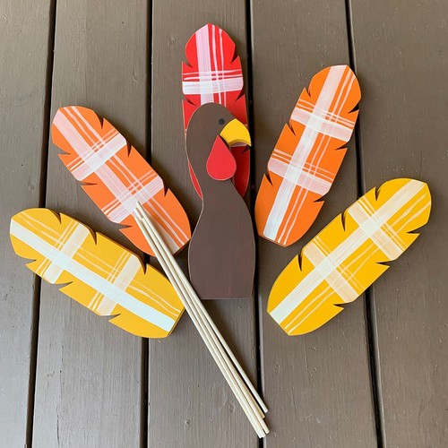 Pflanzstäbe Truthahn aus Holz, Erntedankdeko für Garten im Freien 7320 - Bild 7 von 7