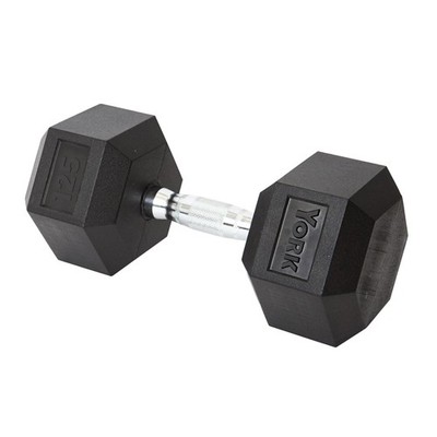York Barbell Hex Dumbbell Set 125LB Rubber Coated Fixed Weight Dumbbells Pack 1