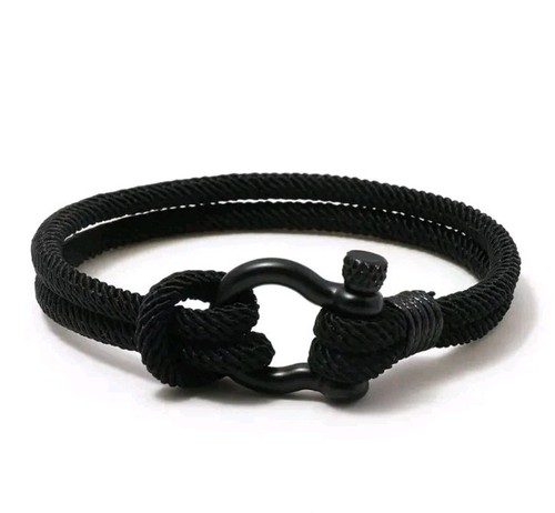 Pulsera de cuerda trenzada negra para hombre/adolescente cierre en U "To My Son" tarjeta de cita de amor EE. UU. - Imagen 5 de 9