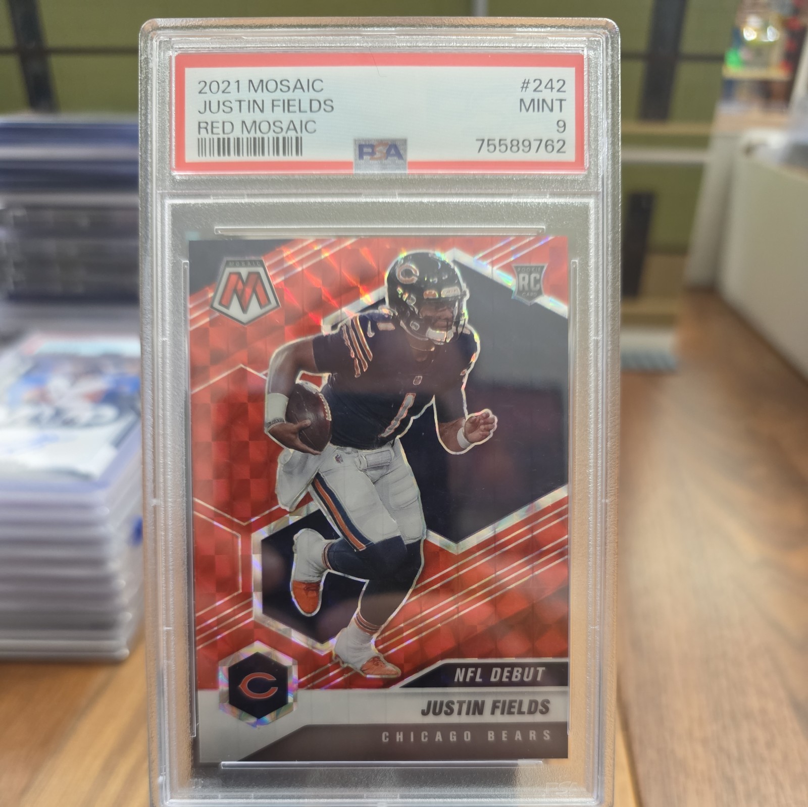2021 PANINI MOSAIC RED MOSAIC #242 JUSTIN FIELDS ROOKIE RC PSA 9 Bears Jets!!!!!