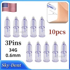10pcs Crystal Microneedles 34G 0.6mm 3Pin Needles Tip Anti Aging Eyes Skin Care