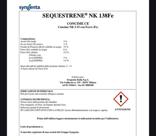 SEQUESTRENE NK 138 FE - 1KG-CHELATO DI FERRO SYNGENTA FERTILIZZANTE - Foto 5 di 7