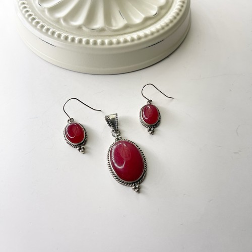 Pendientes colgantes vintage de plata de ley 925 Shube Dakota West cornalina roja - Imagen 9 de 24
