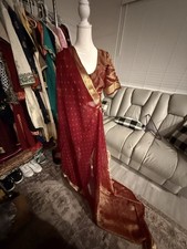 Saree for Women, Red Gold, Sari/Saree Style, Unstitched