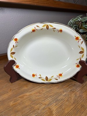Hall Superior Quality China Jewel Autumn Leaf Ruffled Oval Serving Bowl