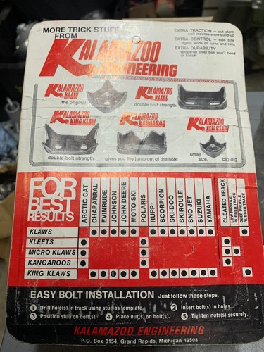 NOS VINTAGE KALAMAZOO KLAWS - 84 2" SNOWMOBILE KANGAROOS AND 168 BOLTS/NUTS - Picture 4 of 8