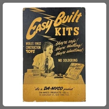 1940s DA-MYCO Radio Cardboard Sign Advertising 12x18 Easel Counter Display USA