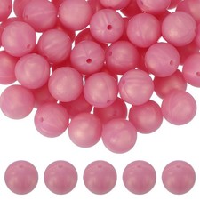 60 Pcs Silicone Beads, 15mm Bulk Beads for Keychain Making, Rose Red