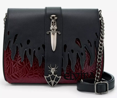 Loungefly Elvira: Mistress of the Dark Spider Web Crossbody Bag Purse NWT