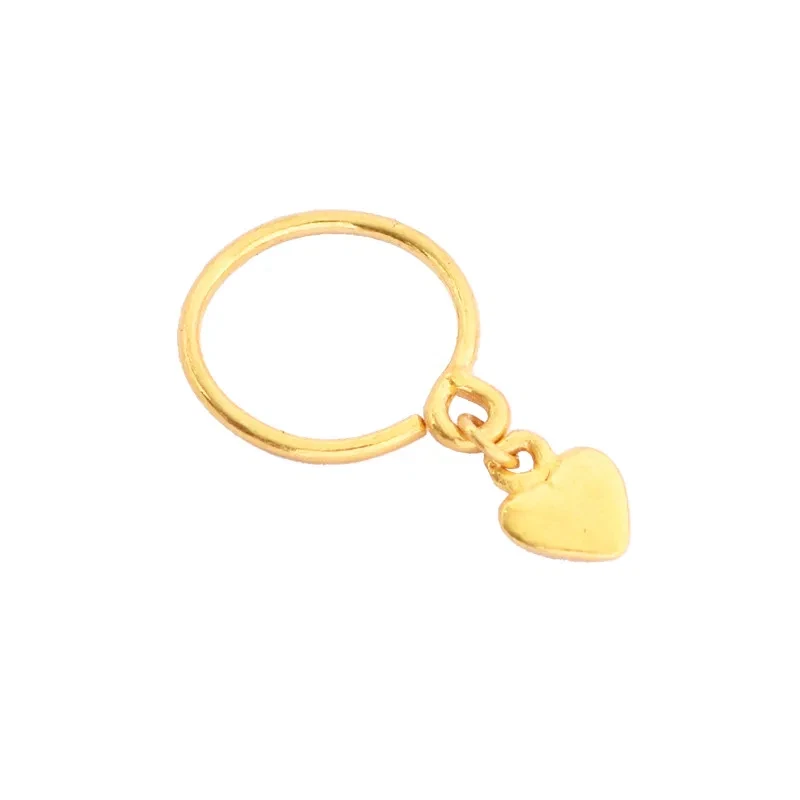 Pure 999 24K Yellow Gold Women Lucky Heart Circle Hoop Dangle Earrings 1.1-1.3g - Image 4 of 4